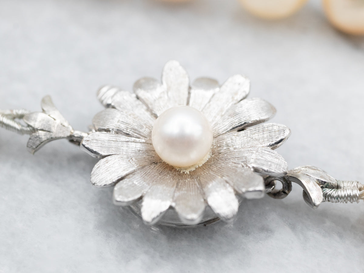 Vintage Graduated Pearl Strand with Flower Clasp