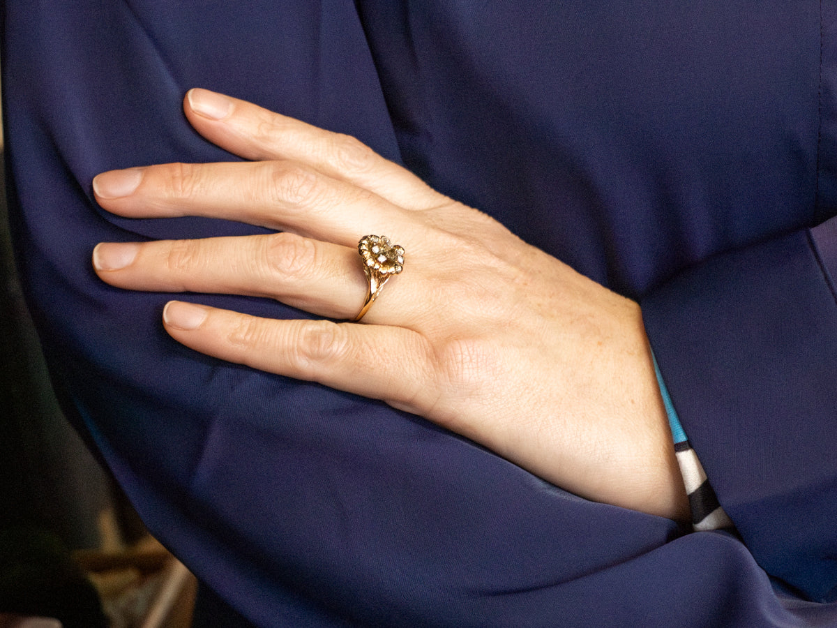 Vintage Diamond Tiger Lily Flower Ring