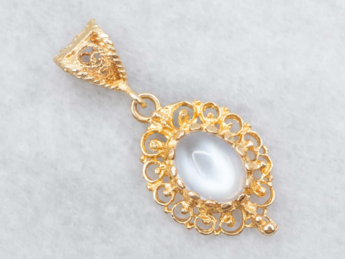 *RESERVED* Gold Filigree Moonstone Pendant