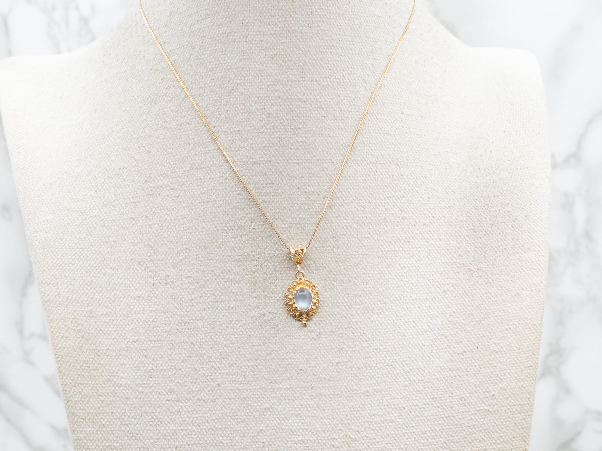 *RESERVED* Gold Filigree Moonstone Pendant