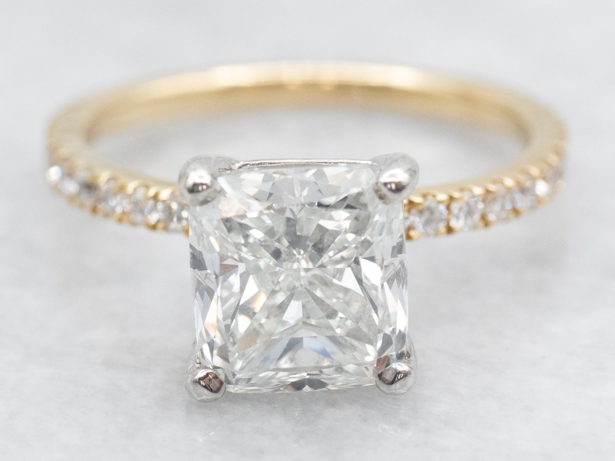 Modern GIA Cushion Modified Brilliant Diamond Engagement Ring