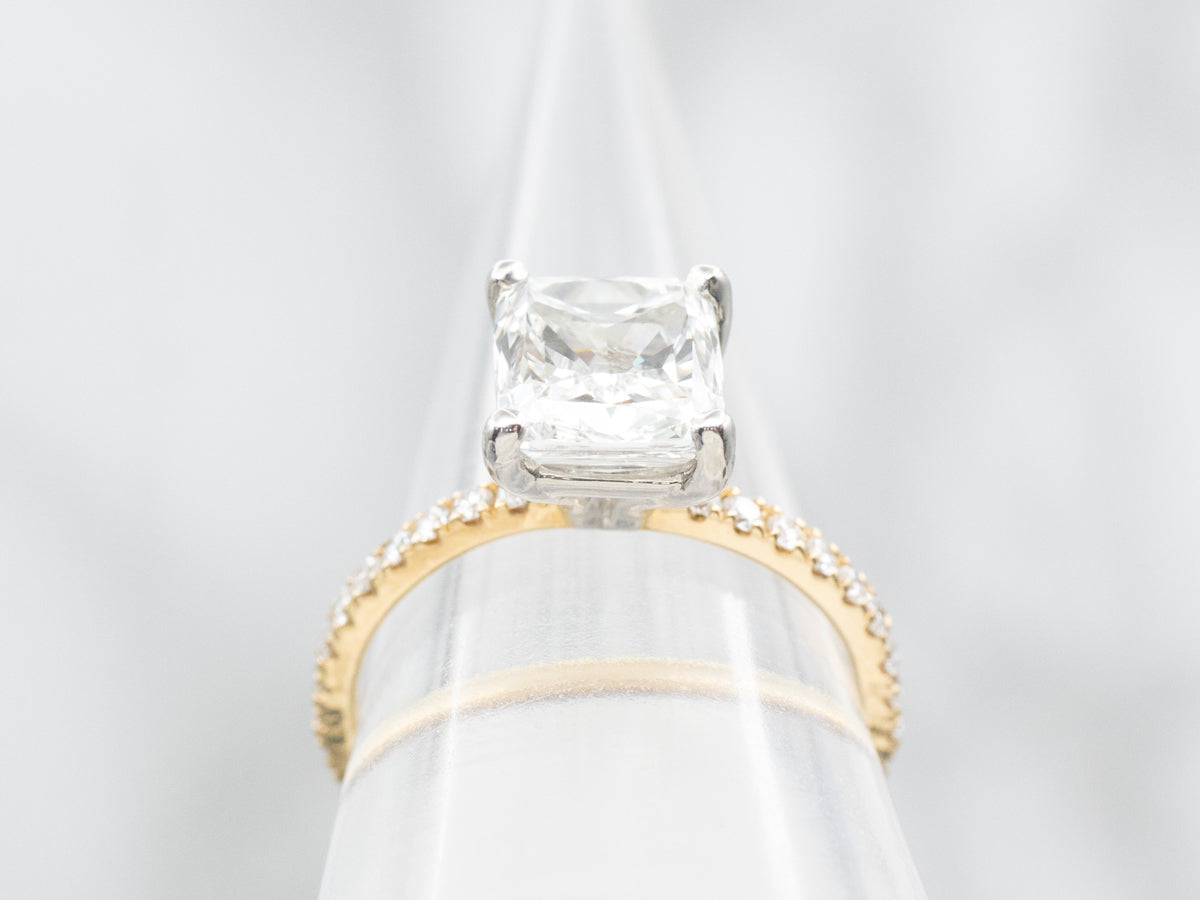 Modern GIA Cushion Modified Brilliant Diamond Engagement Ring