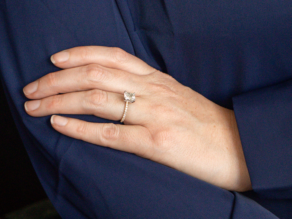 Modern GIA Cushion Modified Brilliant Diamond Engagement Ring