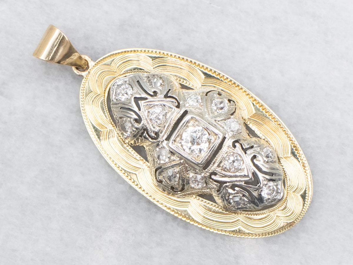 Mix Era European and Old Mine Cut Diamond Pendant