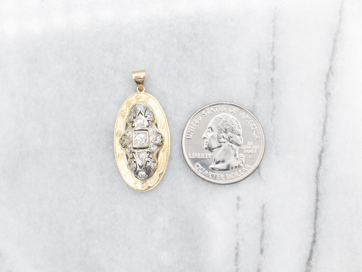 Mix Era European and Old Mine Cut Diamond Pendant