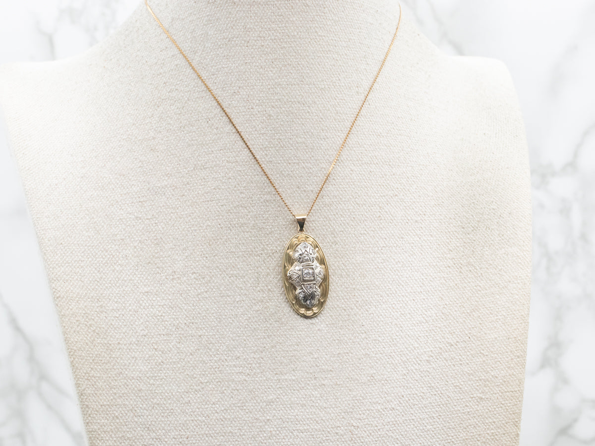 Mix Era European and Old Mine Cut Diamond Pendant