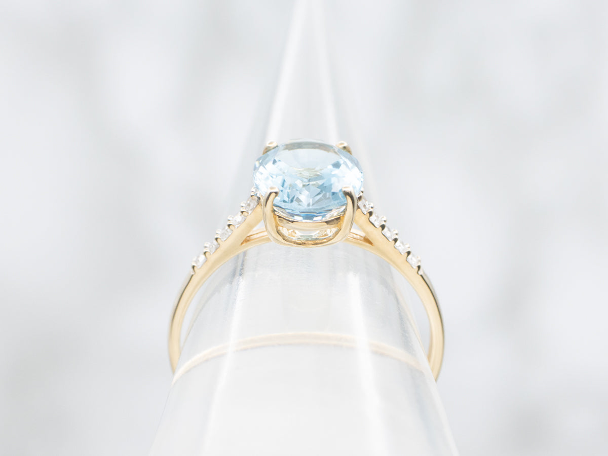 Beautiful London Blue Topaz and Diamond Ring