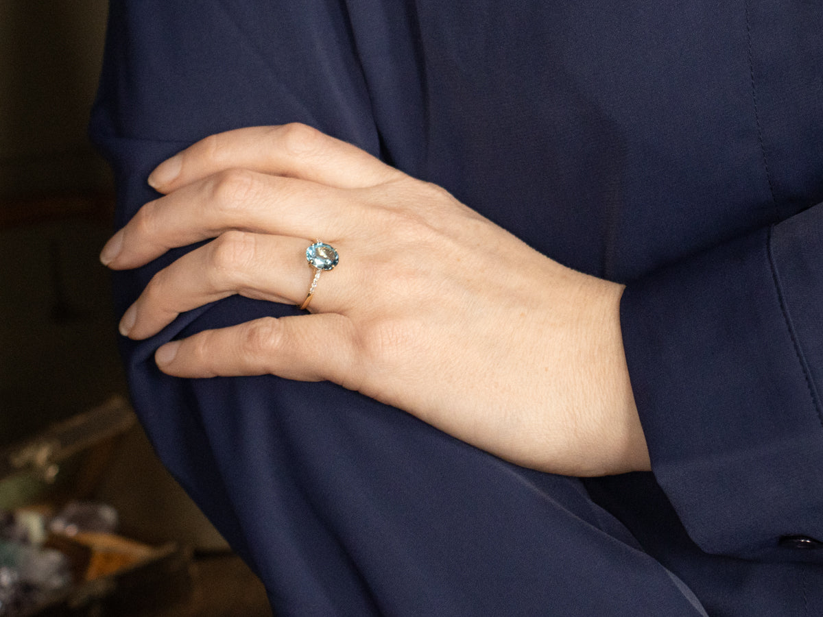 Beautiful London Blue Topaz and Diamond Ring