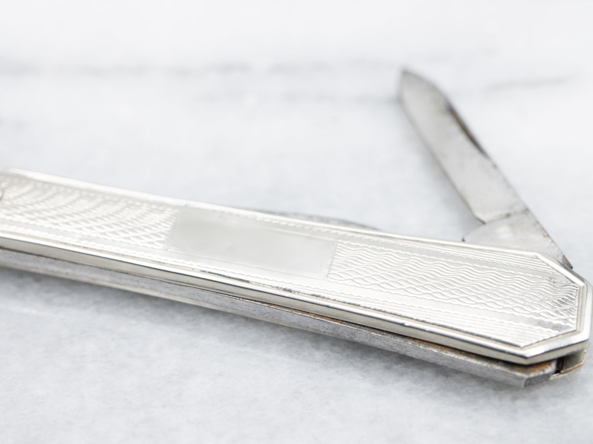 Vintage Etched Gold Pocket Knife