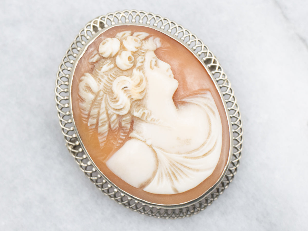 Vintage Gold Greek Goddess Cameo Brooch or Pendant
