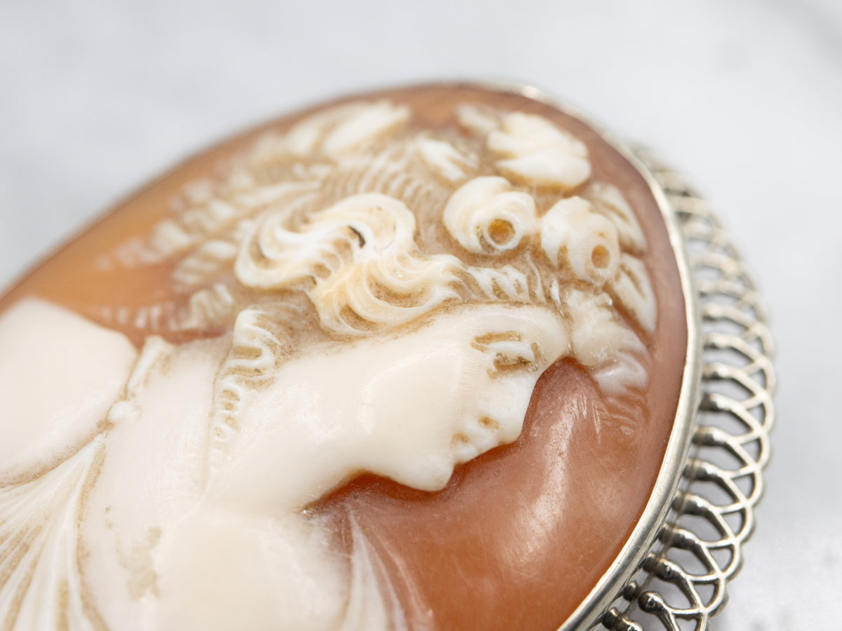 Vintage Gold Greek Goddess Cameo Brooch or Pendant