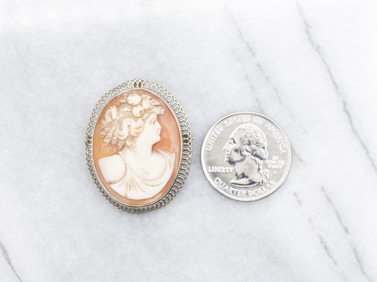 Vintage Gold Greek Goddess Cameo Brooch or Pendant