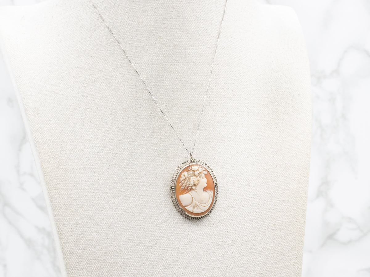 Vintage Gold Greek Goddess Cameo Brooch or Pendant