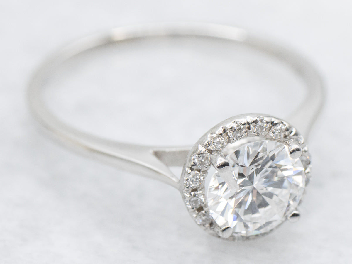 Modern Round Brilliant Diamond Halo Engagement Ring
