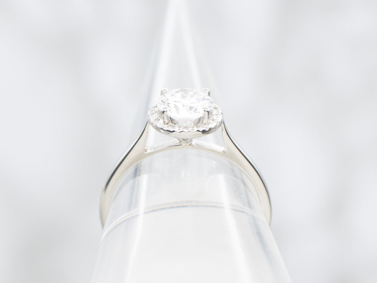 Modern Round Brilliant Diamond Halo Engagement Ring