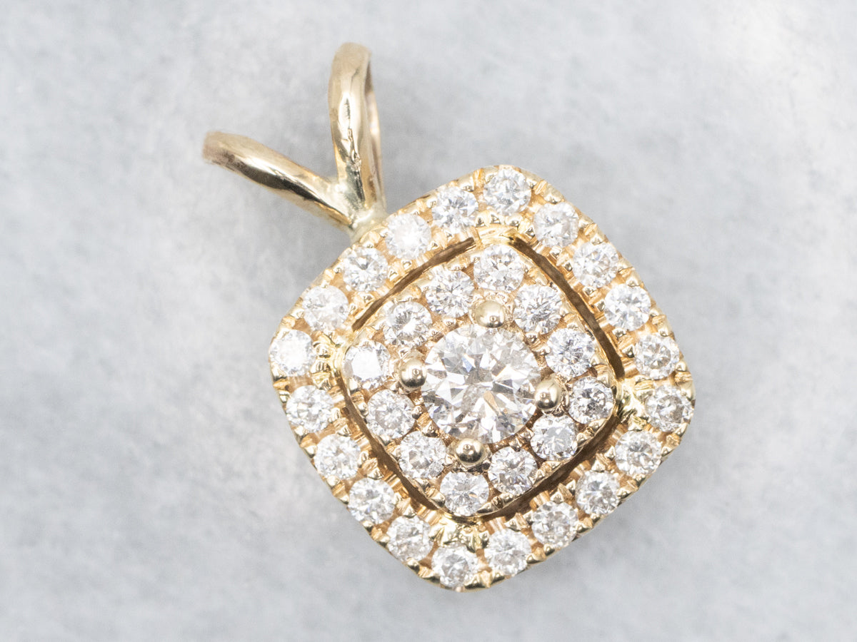 Brilliant Double Diamond Halo Pendant