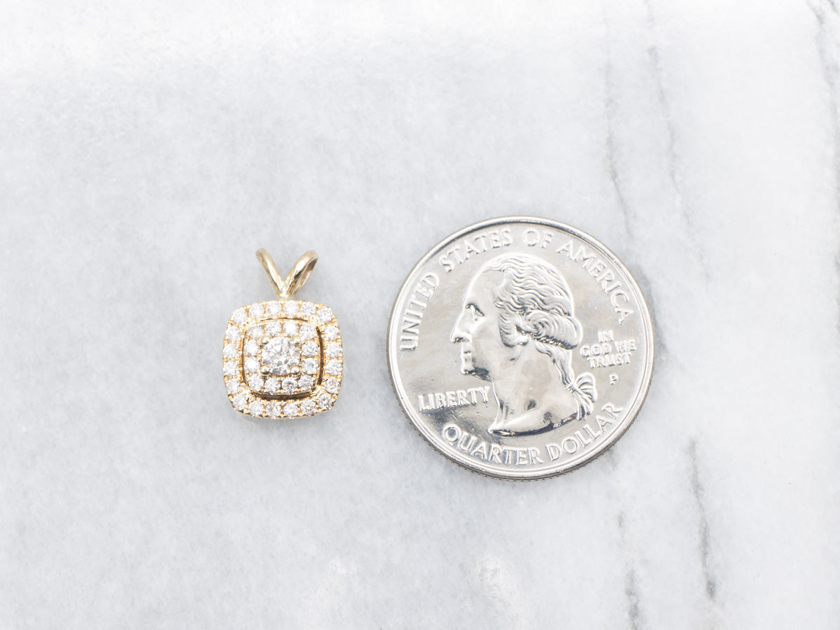 Brilliant Double Diamond Halo Pendant
