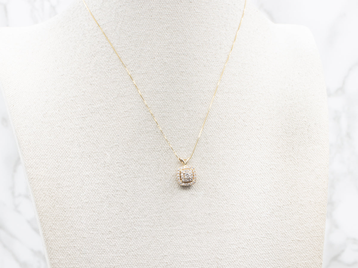 Brilliant Double Diamond Halo Pendant
