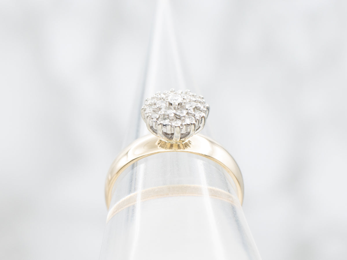 Two Tone Diamond Cluster Engagement Ring