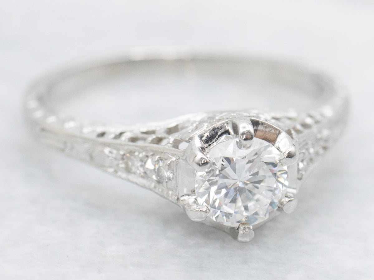 Platinum Art Deco Diamond Engagement Ring