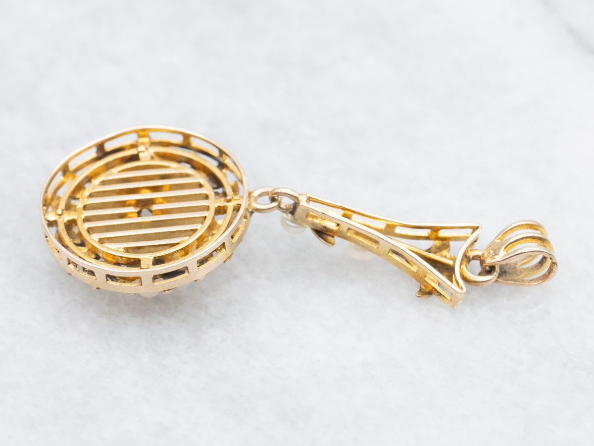 Art Nouveau Era Sapphire and Seed Pearl Pendant