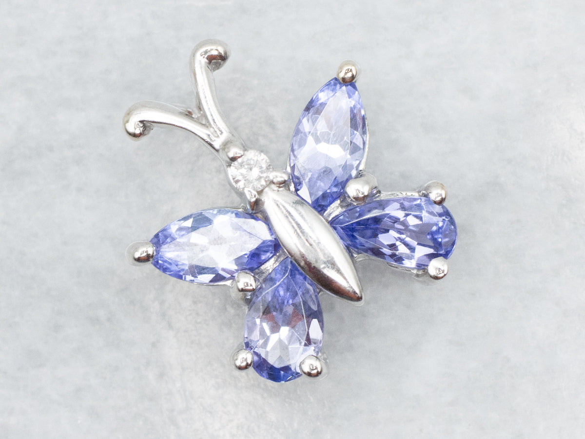 Tanzanite and Diamond Butterfly Pendant