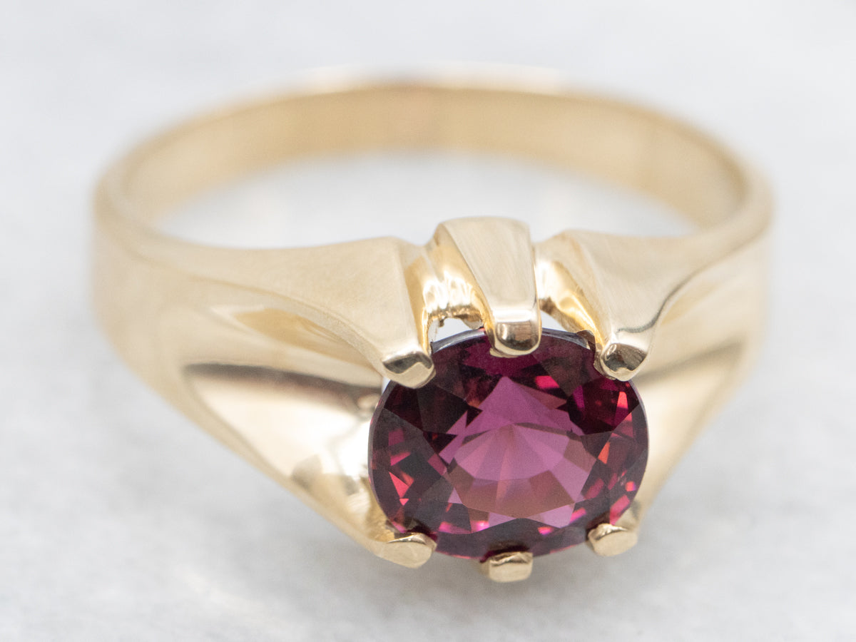Unisex Rhodolite Garnet Solitaire Ring
