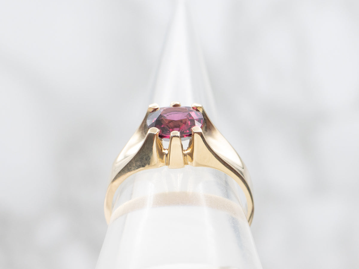 Unisex Rhodolite Garnet Solitaire Ring