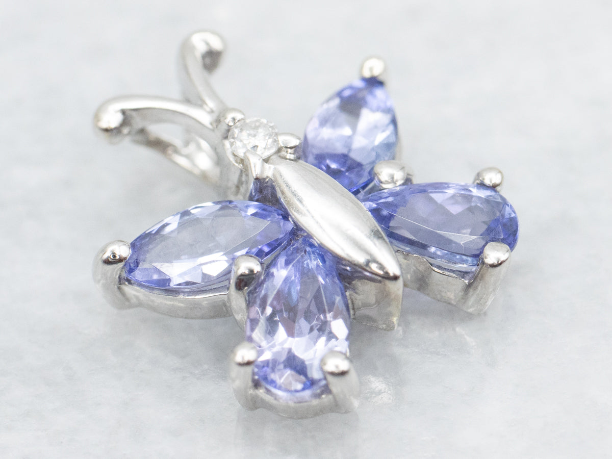 Tanzanite and Diamond Butterfly Pendant