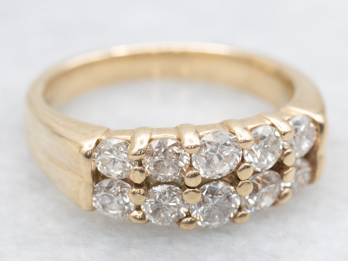 Sparkling Double Row Diamond Wedding Band