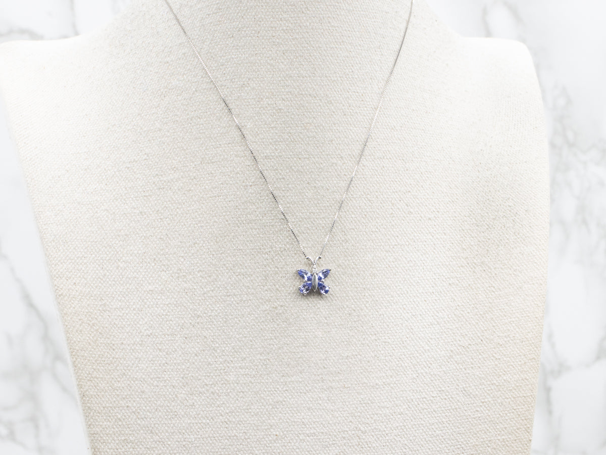 Tanzanite and Diamond Butterfly Pendant
