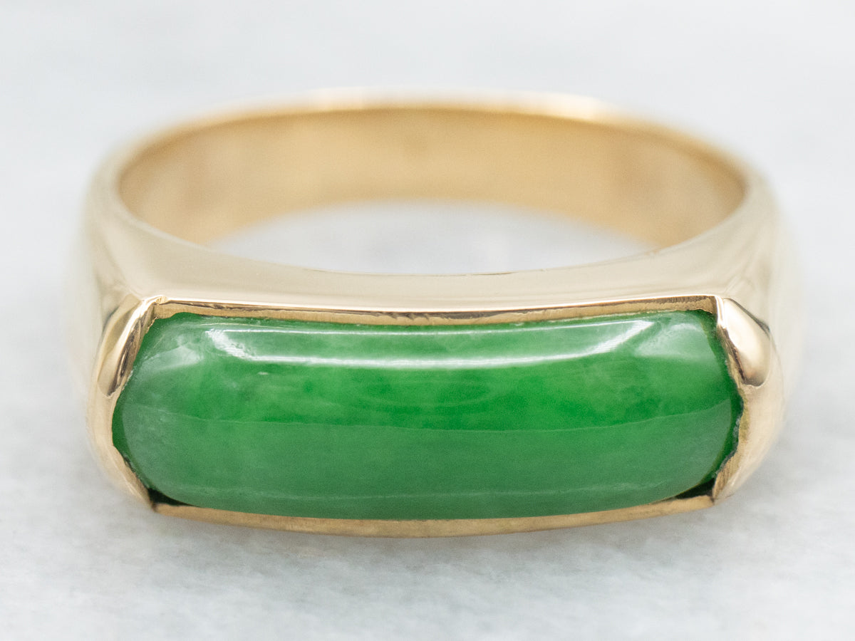 18K Gold Bezel Set Dyed Jade Ring