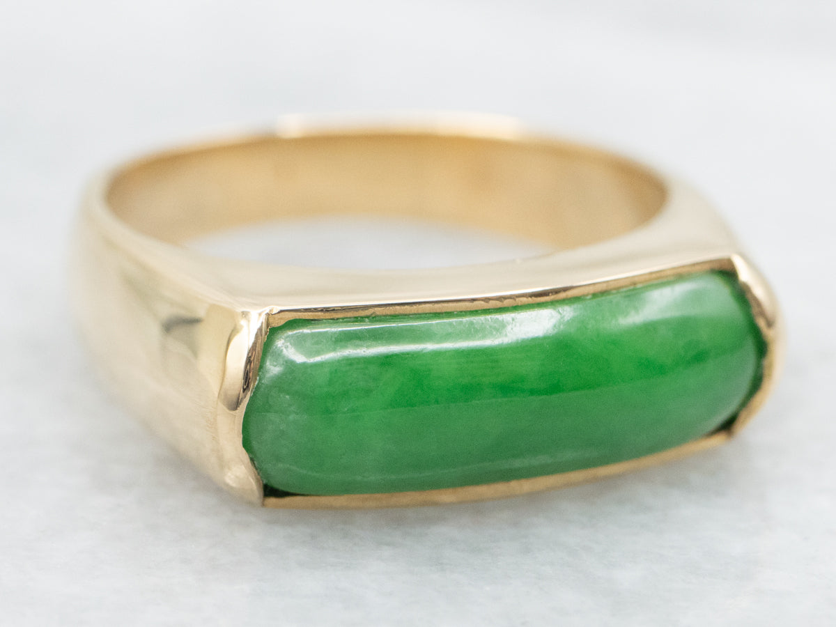 18K Gold Bezel Set Dyed Jade Ring