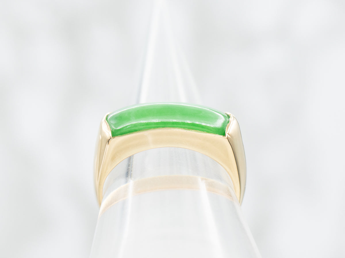 18K Gold Bezel Set Dyed Jade Ring