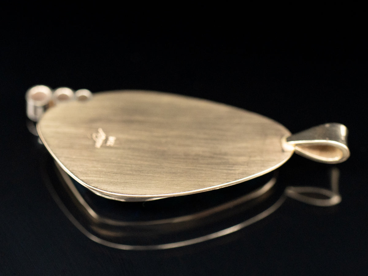 Bold Boulder Opal Diamond and Gold Pendant