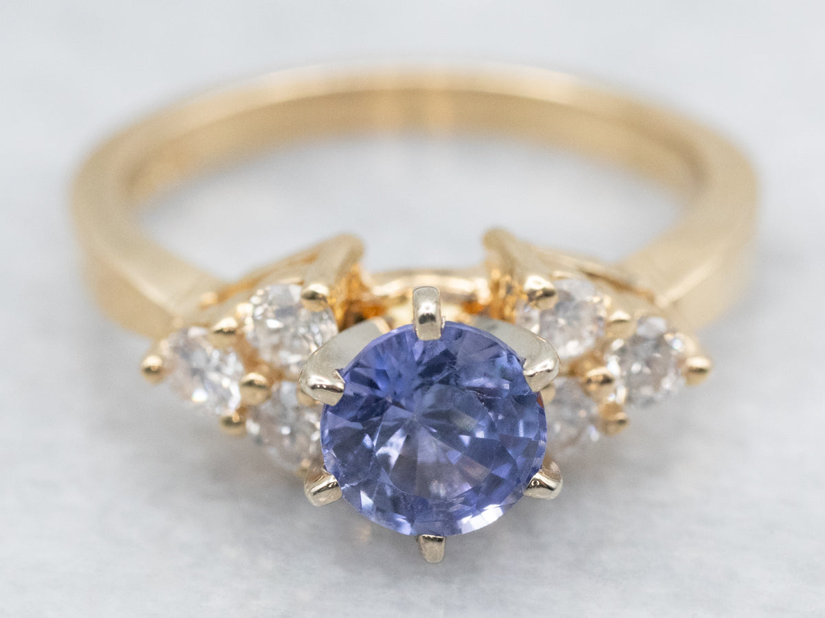 Pretty Sapphire and Diamond Engagement Ring