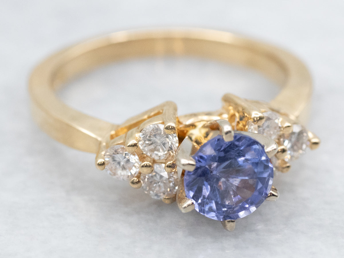 Pretty Sapphire and Diamond Engagement Ring