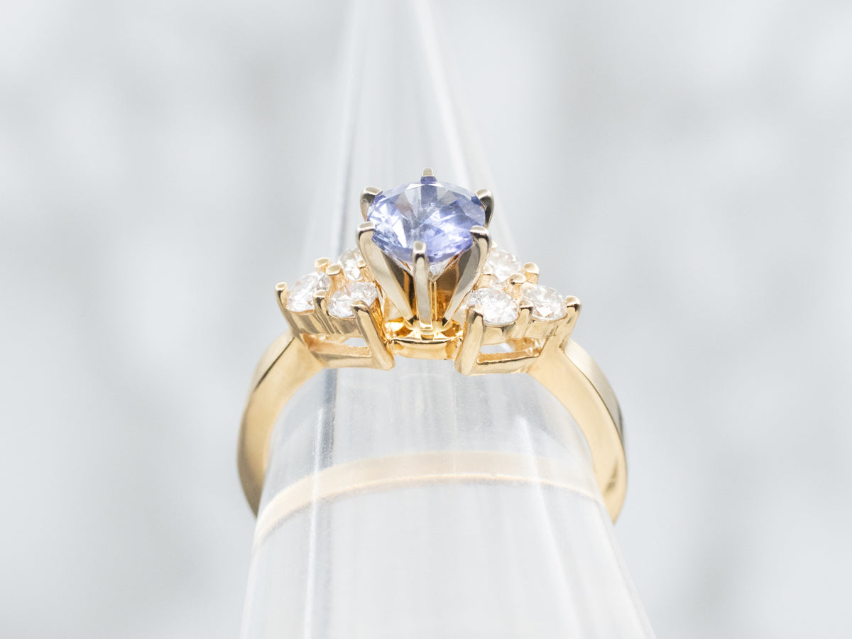 Pretty Sapphire and Diamond Engagement Ring