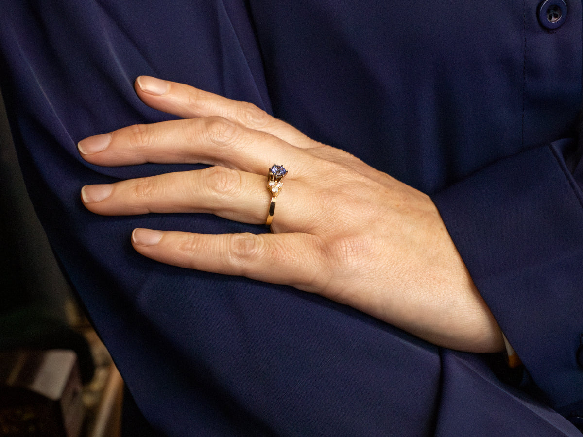 Pretty Sapphire and Diamond Engagement Ring