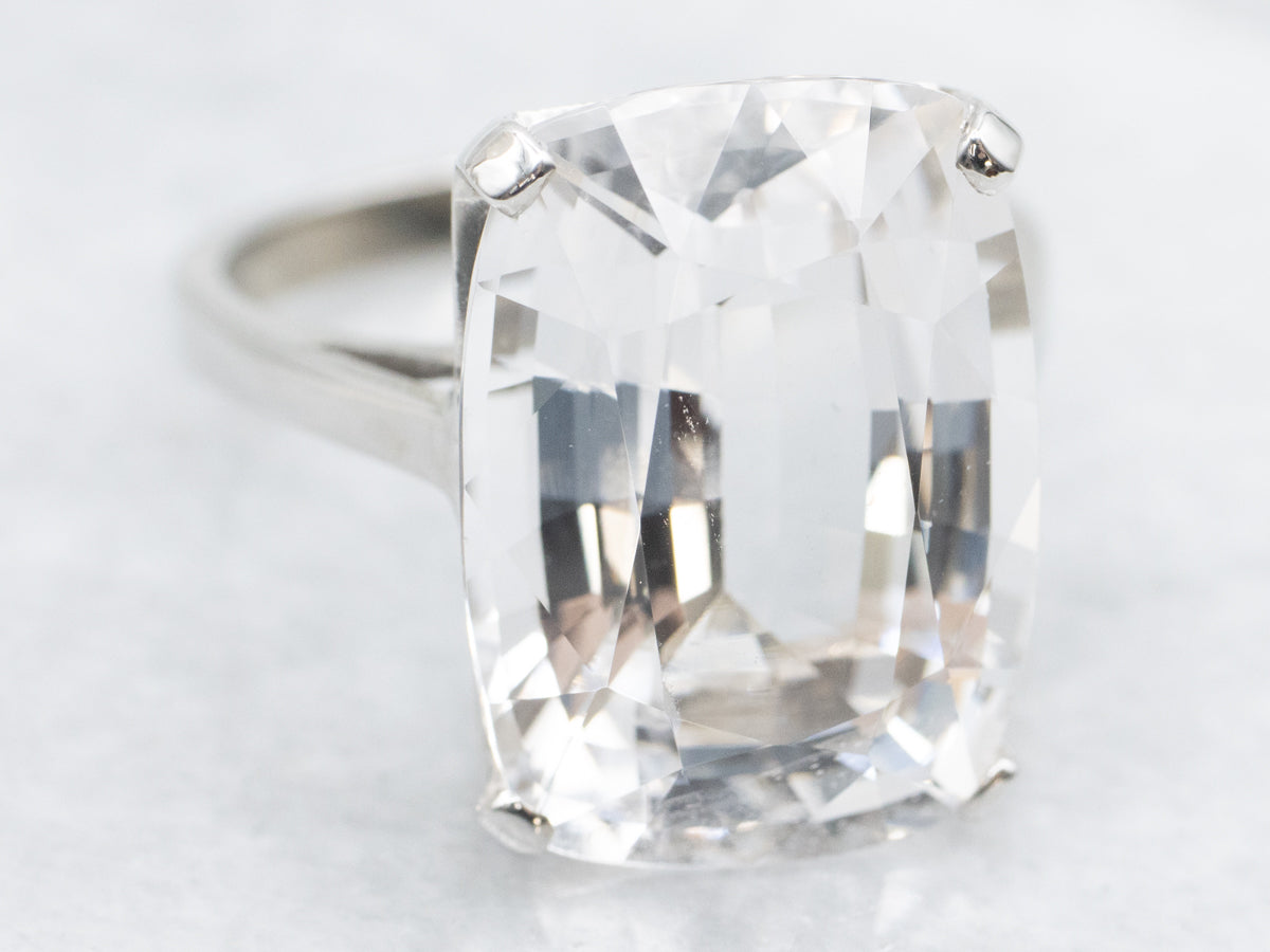 Cushion Cut Danburite Crystal Cocktail Ring