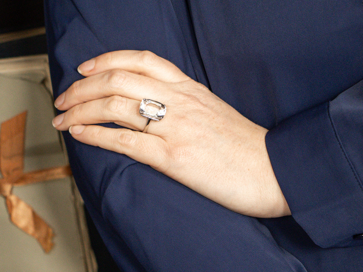 Cushion Cut Danburite Crystal Cocktail Ring