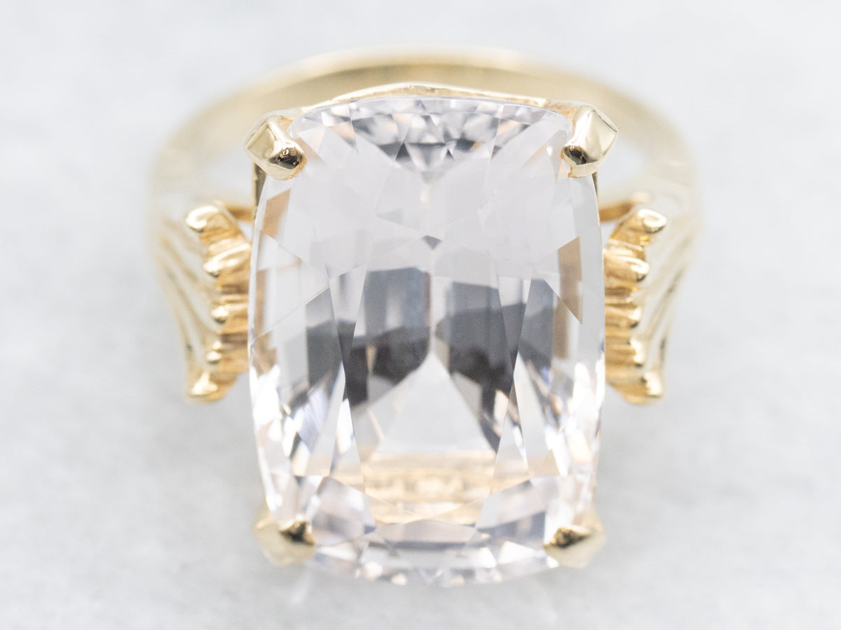 Danburite Cocktail Ring with Fanned Shoulders