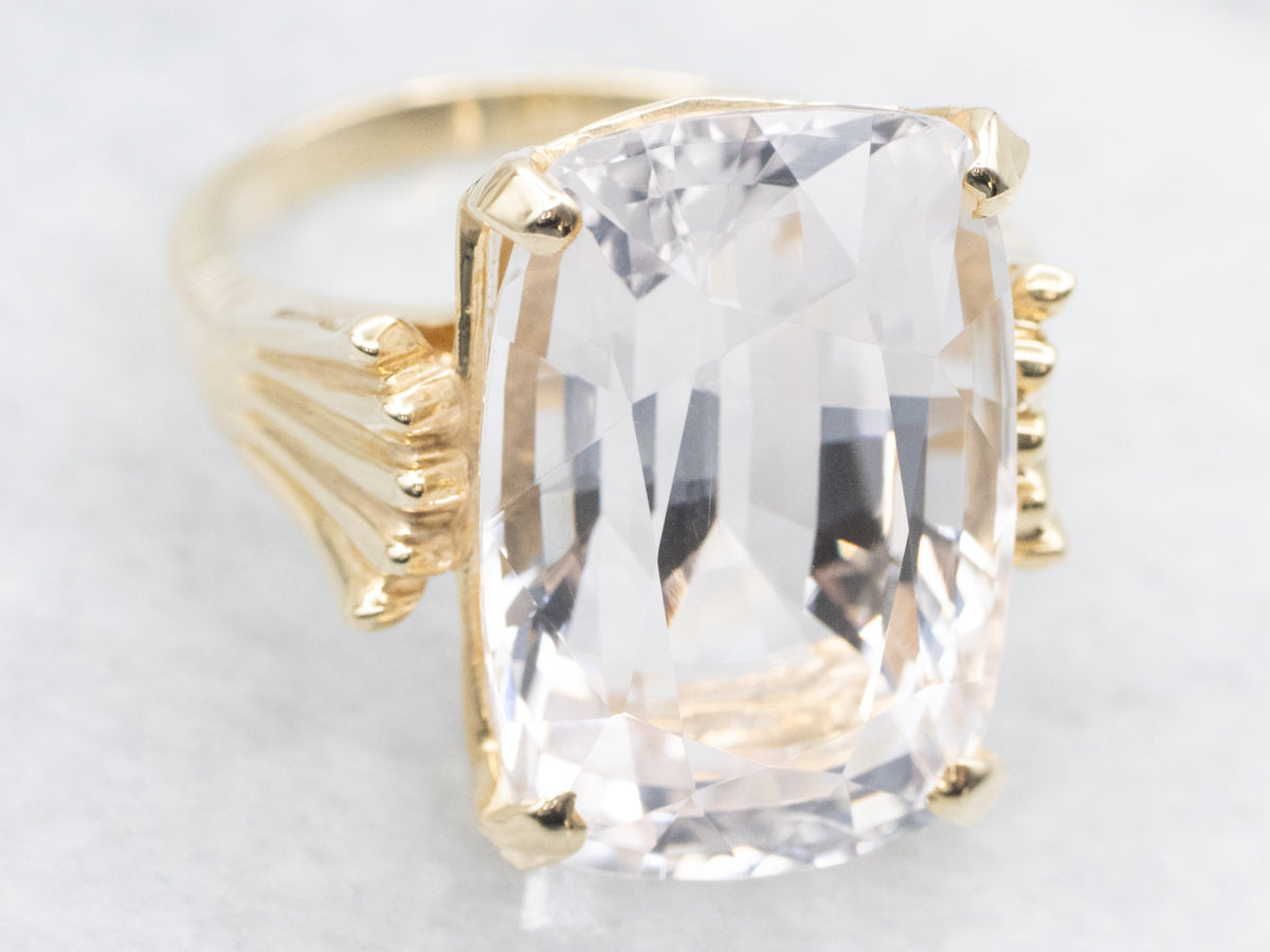 Danburite Cocktail Ring with Fanned Shoulders