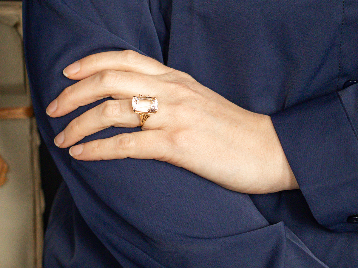 Danburite Cocktail Ring with Fanned Shoulders