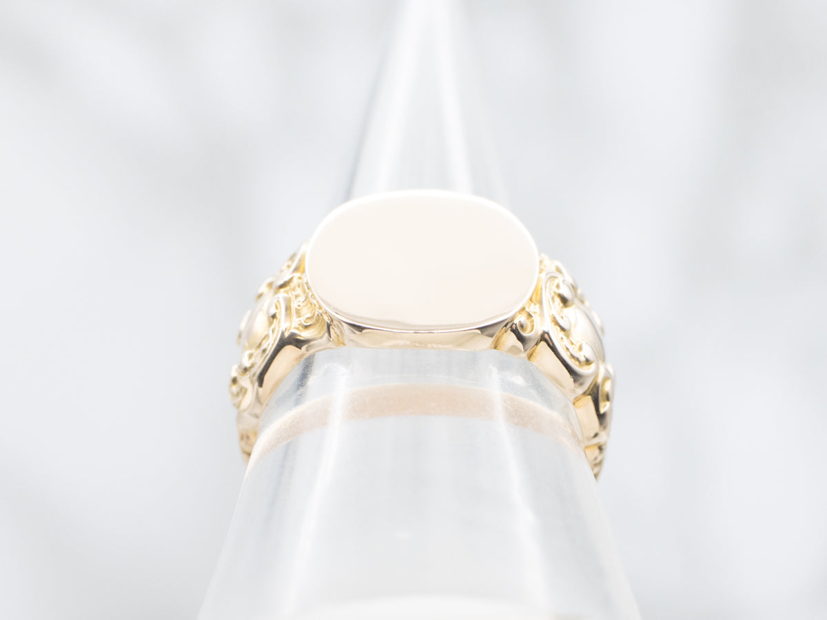 Ornate Scrolling Gold Antique Signet Ring
