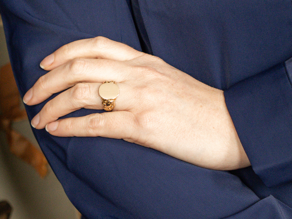 Ornate Scrolling Gold Antique Signet Ring