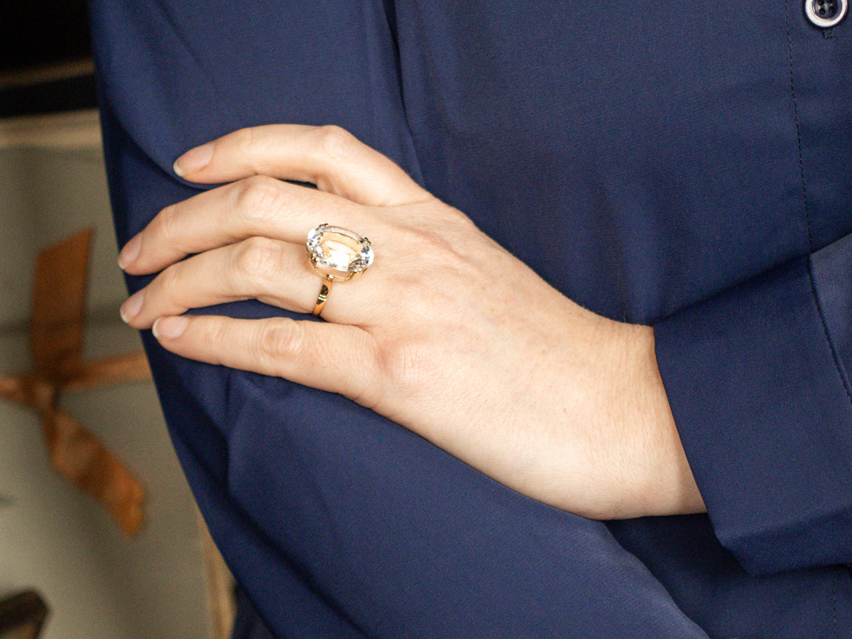 Vintage Danburite and Gold Cocktail Ring