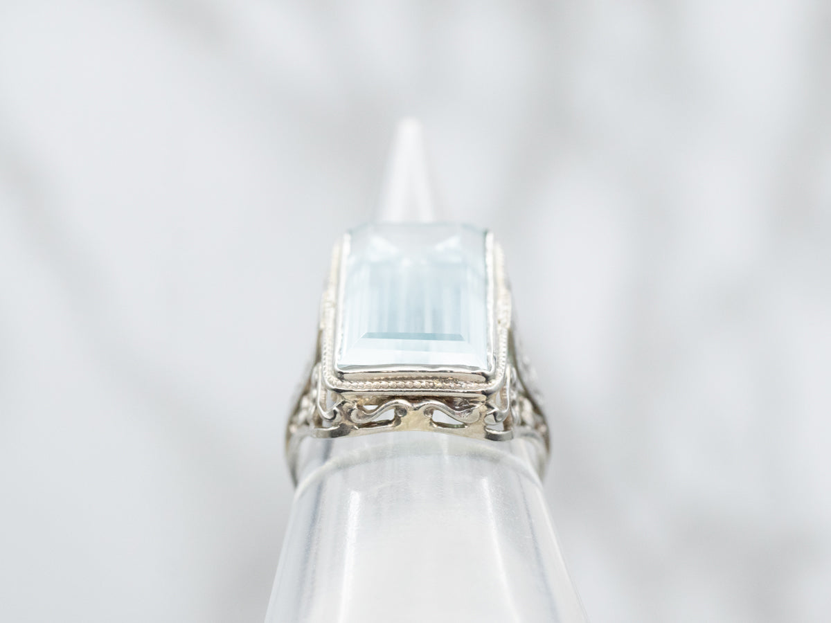 Art Deco Belais Aquamarine Cocktail Ring