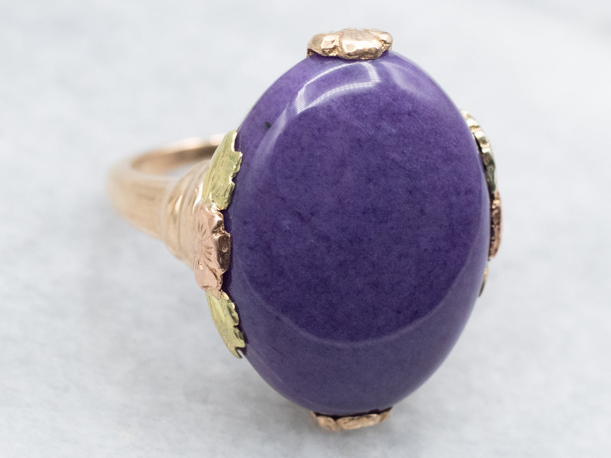 Vintage Tri-Color Floral Sugalite Cocktail Ring