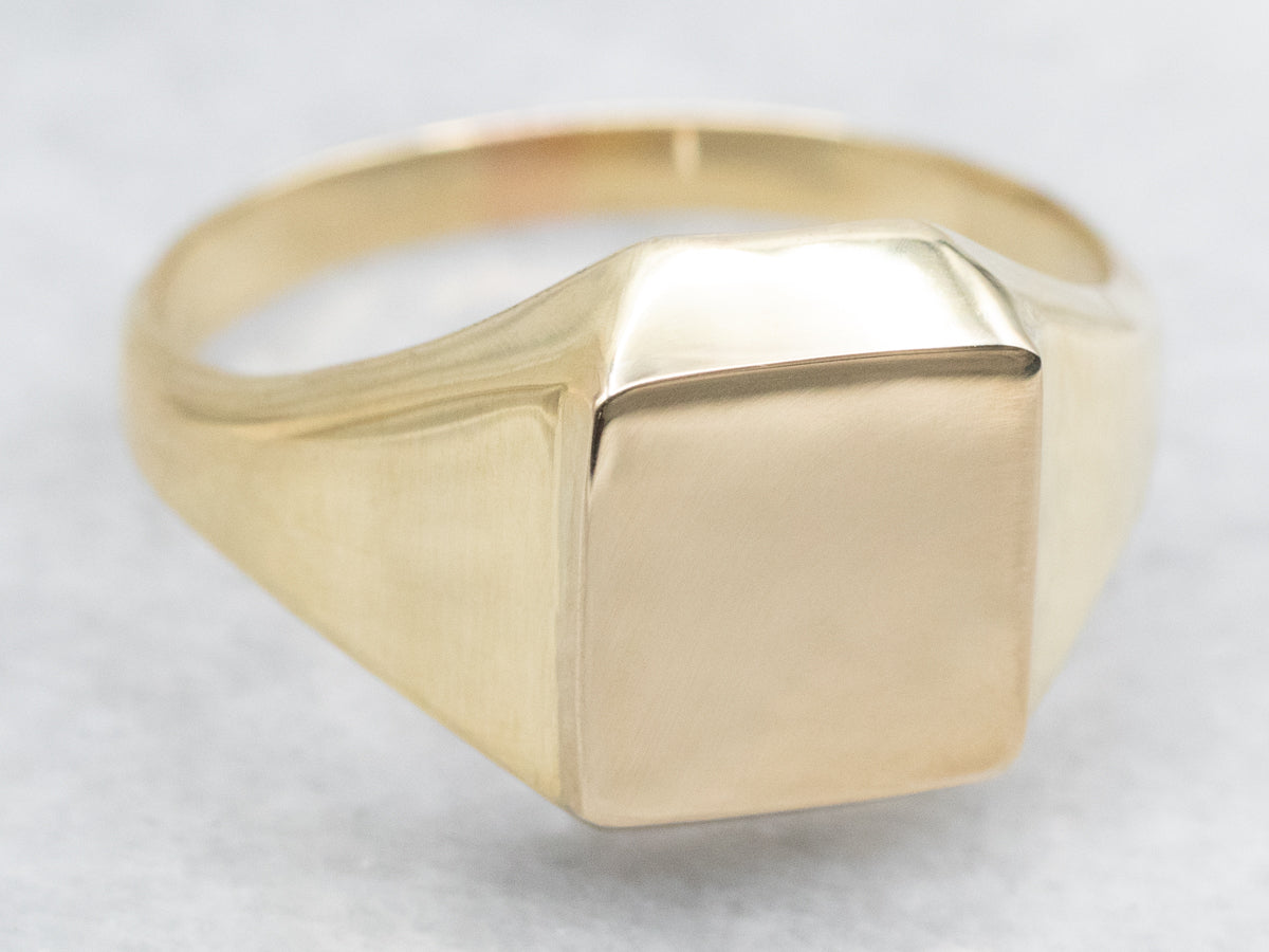 Yellow Gold Square-Top Signet Ring